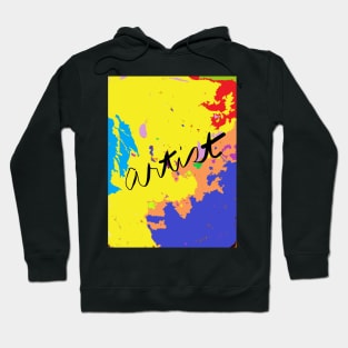 ARTIST: painted in bright yellow, blue, red, orange, turquoise, green Hoodie